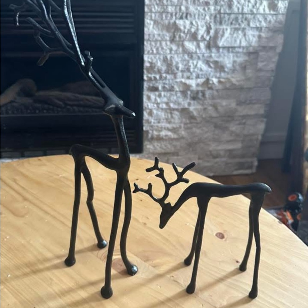 Pottery Barn Black Metal Deer Sculptures